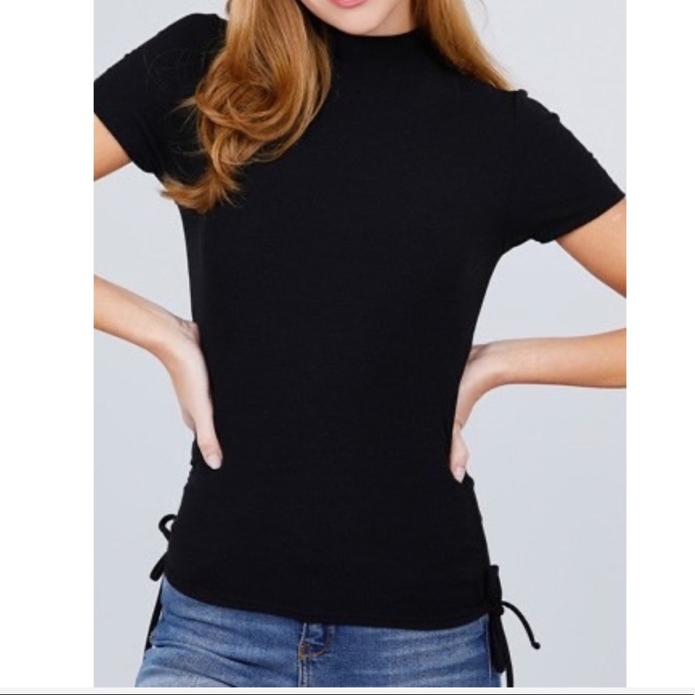 ❌SALE❌ Ribbed Mock Neck Top Side Ties